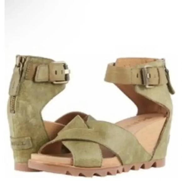 Sorel Women's Joanie II Ankle Strap sandal wedge platform  olive green size 7 - Picture 2 of 12